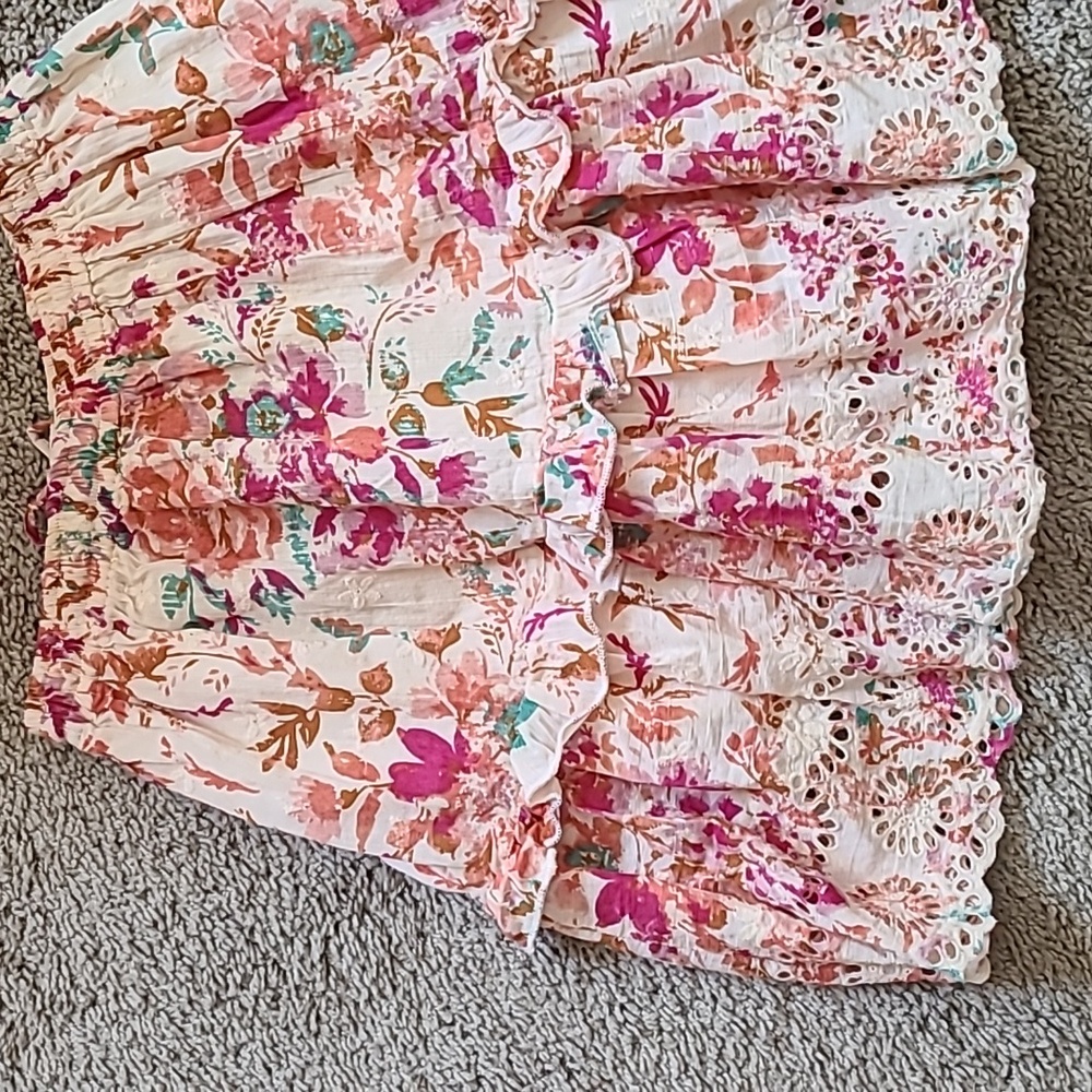 Cotton Watercolor Floral Flutter Mini Skirt - Picture 11 of 14